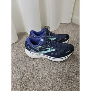 Brook Womens Ghost 14 Running Shoes 8 Navy Blue 1203561B446